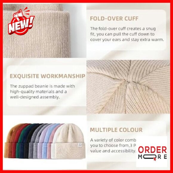 Satin Lined Winter Beanie Set 3 Pack Unisex Warm Knit Hat